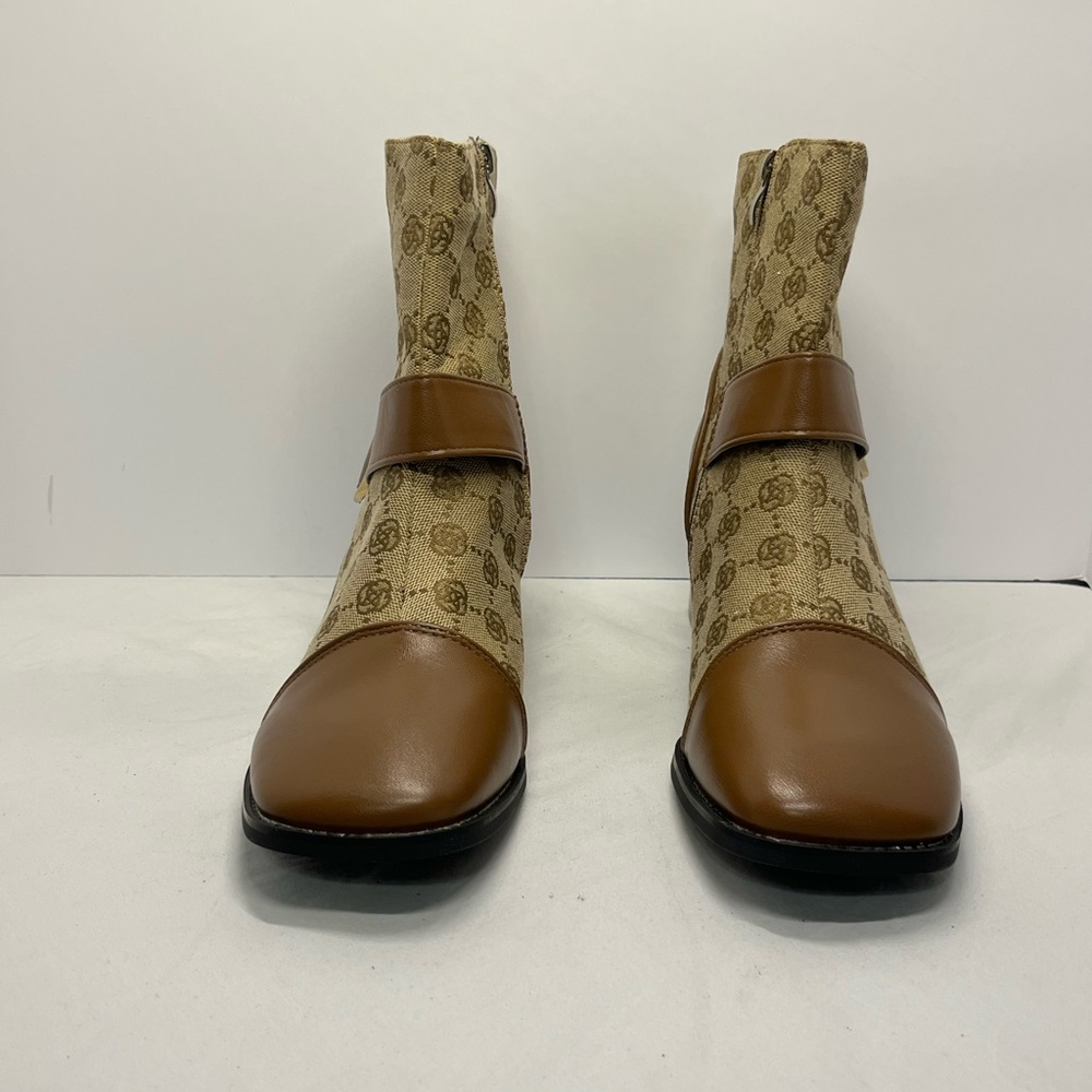 Womens Brown Patterned Ankle Boots